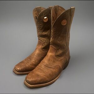 ARIAT MEN'S HERITAGE ROUGHSTOCK EARTH BROWN SQUARE TOE COWBOY BOOTS 12D 10002230